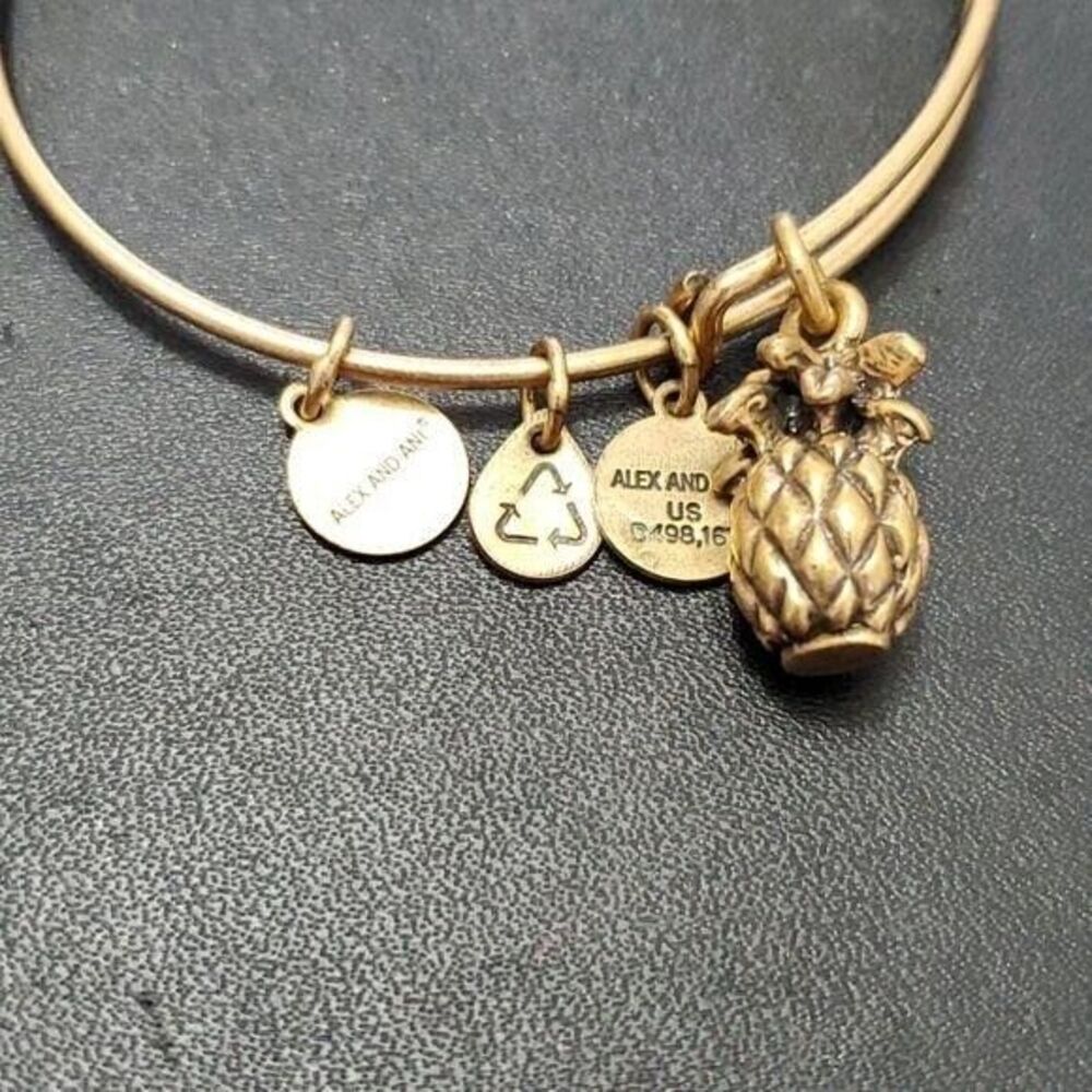 Alex and Ani gold tone pineapple bracelet 7"